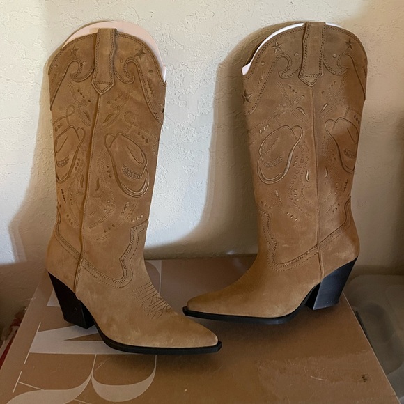Suede tall cowboy boots - Picture 5 of 5